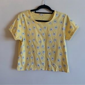 GOOD VIBES YELLOW SUNFLOWER CAT CROPTOP SIZE EXTRA LARGE
